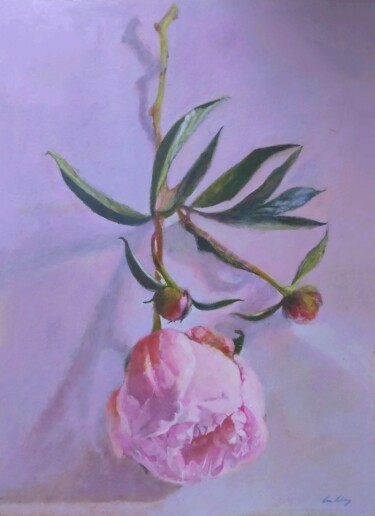 Painting titled "Peony" by Lea Laboy, Original Artwork, Oil