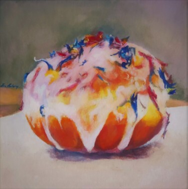 Painting titled "Donut with cornflow…" by Lea Laboy, Original Artwork, Oil
