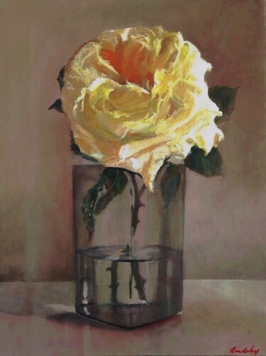 Painting titled "The Soul of the Rose" by Lea Laboy, Original Artwork, Oil