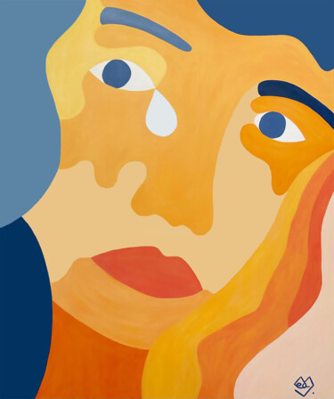 Peinture intitulée "La larme" par Léa Mongiat, Œuvre d'art originale, Acrylique Monté sur Châssis en bois
