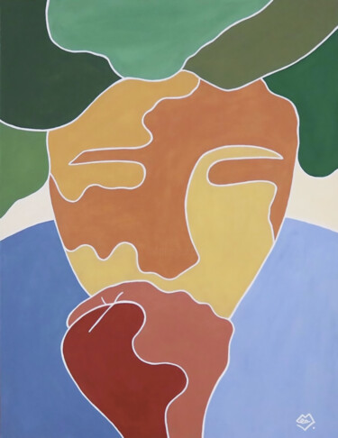 제목이 "Le penseur"인 미술작품 Léa Mongiat로, 원작, 아크릴 나무 들것 프레임에 장착됨