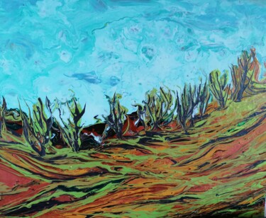 Peinture intitulée "Buissons ardents" par Lea Monnier Art, Œuvre d'art originale, Acrylique