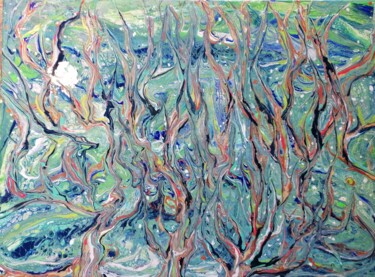 Malerei mit dem Titel "Mes oliviers par te…" von Lea Monnier Art, Original-Kunstwerk, Acryl