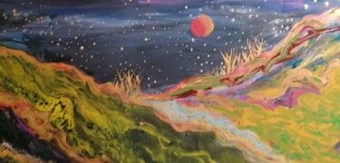 Peinture intitulée "paysage lunaire" par Lea Monnier Art, Œuvre d'art originale, Acrylique