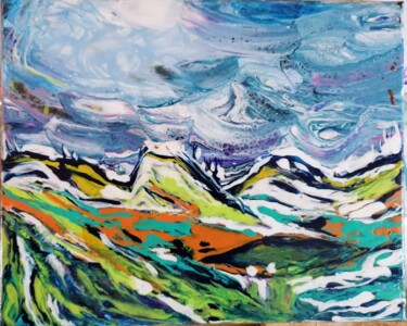 Painting titled "Paysage sous la nei…" by Lea Monnier Art, Original Artwork, Acrylic