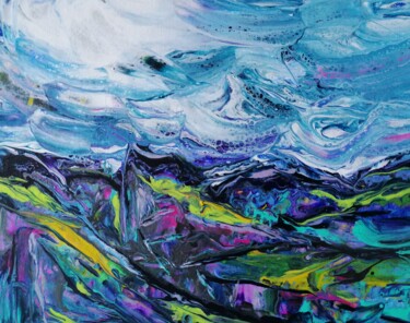 Schilderij getiteld "Paysage de montagne…" door Lea Monnier Art, Origineel Kunstwerk, Acryl