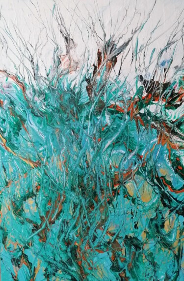 Pittura intitolato "Algues en dérive" da Lea Monnier Art, Opera d'arte originale, Acrilico