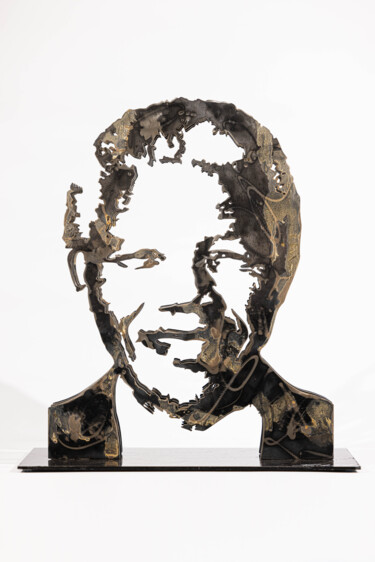 Sculpture titled "Nelson Mandela" by Lea Poncharal, Original Artwork, Stainless Steel
