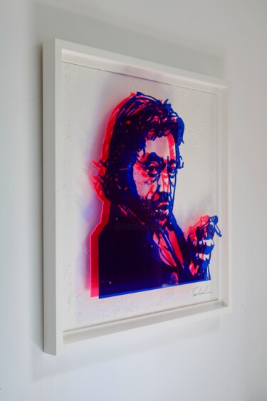 Sculpture titled "GAINSBOURG" by Lea Poncharal, Original Artwork, Plastic Mounted on Wood Stretcher frame