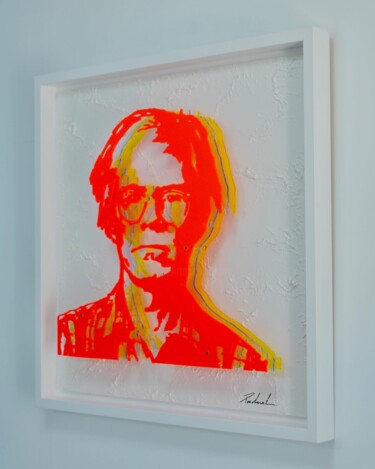 Sculpture titled "ANDY WHAROL" by Lea Poncharal, Original Artwork, Plastic Mounted on Wood Stretcher frame