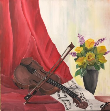 Painting titled "Violon" by Léa Rafaelyan, Original Artwork, Acrylic Mounted on Wood Stretcher frame