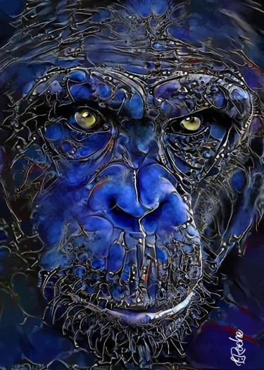 Nuit de singe - Mix media on panel - 70 x 50 cm - OOAK Картина под названием "Nuit de singe - Mix…" - L.Roche, Подлинное произведение искусства, Акрил