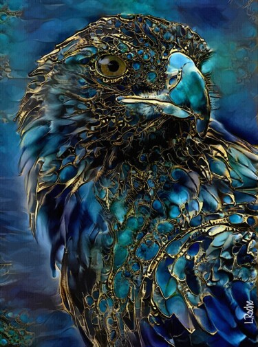 Aguila real - Mix media on panel - 70x52 cm-Unique Peinture intitulée "Aguila real - Mix m…" par L.Roche, Œuvre d'art originale, Acrylique