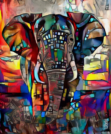 Rainbow-Dumbo - Mix media on panel - 70x58 cm-Unique Pintura titulada "Rainbow-Dumbo - Mi…" por L.Roche, Obra de arte original, Acrílico