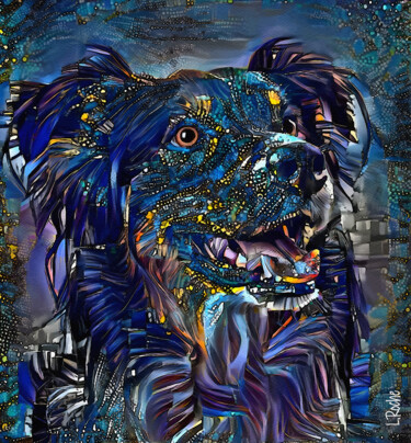 Frikou, dog - Mix media on panel - 70x65 cm-Unique Pintura titulada "Frikou, dog - Mix m…" por L.Roche, Obra de arte original, Acrílico