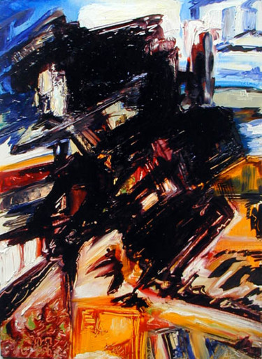 Peinture intitulée "falaises 3" par Gilles Guilbert, Œuvre d'art originale, Huile