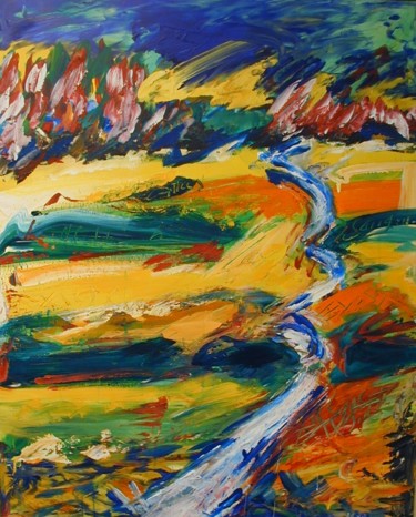 Peinture intitulée "la route" par Gilles Guilbert, Œuvre d'art originale