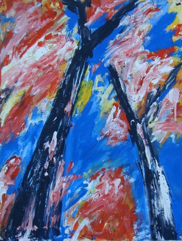 Peinture intitulée "arbres bleu 2" par Gilles Guilbert, Œuvre d'art originale