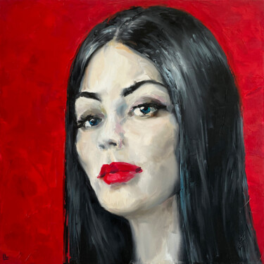 The Woman in Red Painting titled "The Woman in Red" by Leah Larisa Bunshaft (DIZLARKA), Original Art, Oil