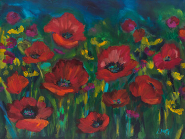 Pintura intitulada "Poppies" por Leah Marie Goddard, Obras de arte originais, Acrílico
