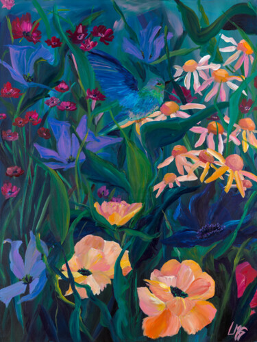 Peinture intitulée "Pretty in Blue" par Leah Marie Goddard, Œuvre d'art originale, Acrylique Monté sur Châssis en bois
