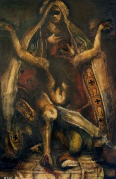 Pintura titulada "LA PIEDAD" por Alexander Leal Cid, Obra de arte original, Oleo