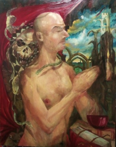 Painting titled "LE CHEVALIER ET LA…" by Alexander Leal Cid, Original Artwork