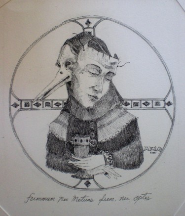 Dibujo titulada "Summum Nec Metuas D…" por Alexander Leal Cid, Obra de arte original, Tinta