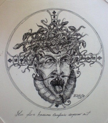 Dibujo titulada "Nec Divis Homines C…" por Alexander Leal Cid, Obra de arte original, Tinta