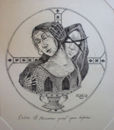 Dibujo titulada "Diis Te Minorem Quo…" por Alexander Leal Cid, Obra de arte original, Tinta