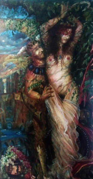 Pintura titulada "FAUNO Y NINFA" por Alexander Leal Cid, Obra de arte original, Oleo