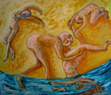 Peinture intitulée "Coucher de soleil" par Ileana Haber, Œuvre d'art originale