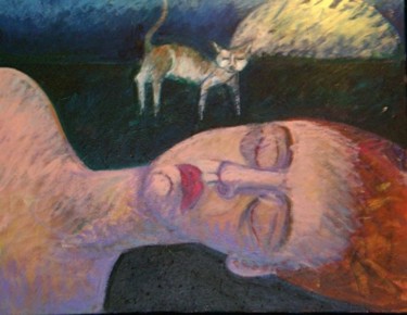 Peinture intitulée "La nuit" par Ileana Haber, Œuvre d'art originale