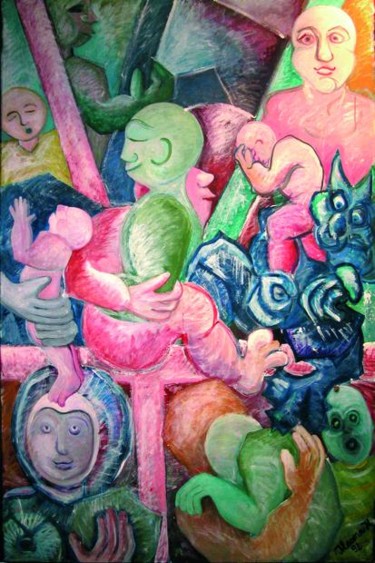Peinture intitulée "Groupe-2" par Ileana Haber, Œuvre d'art originale
