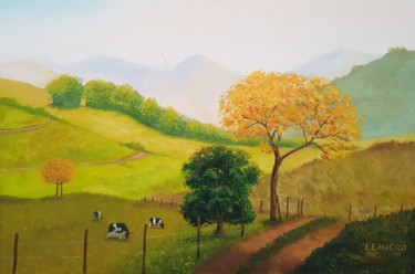 Painting titled "Paisagem do Campo" by Leandro Andrade, Original Artwork, Oil