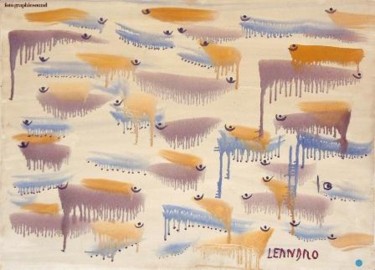 Pittura intitolato "PASCOLO IN APERTA C…" da Ezechiele Leandro (1905-1981), Opera d'arte originale