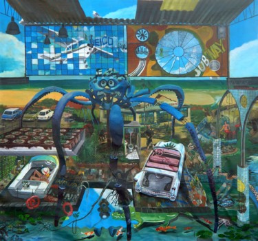 Peinture intitulée "Neighborhood Delive…" par Leandro Cunha, Œuvre d'art originale, Émail