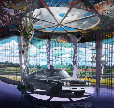 Schilderij getiteld "Lost Chevelle 69" door Leandro Cunha, Origineel Kunstwerk, Acryl