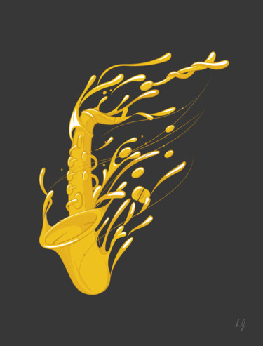 Artes digitais intitulada "I love Saxophone" por Leandro Jorge, Obras de arte originais, Trabalho Digital 2D