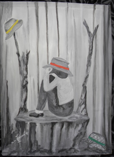 Картина под названием "Chapeau bas" - Innommee, Подлинное произведение искусства, Масло