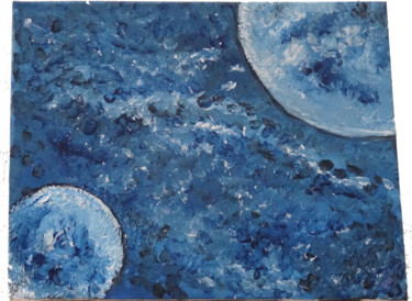 Peinture intitulée "planètes bleues" par Lea Dan, Œuvre d'art originale, Acrylique Monté sur Châssis en bois