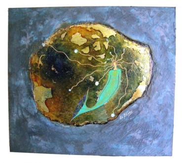 Painting titled "Aqua" by Yannick Le Bloas, Original Artwork