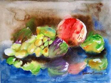 Painting titled "FRUITS ET SES REFLE…" by Thaline 1, Original Artwork, Oil