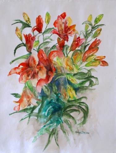 Painting titled "LYS DE COLETTE" by Thaline 1, Original Artwork, Oil