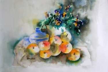 Peinture intitulée "Pommes et pensées p…" par Thaline 1, Œuvre d'art originale, Huile