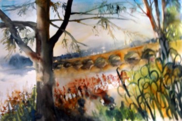 Peinture intitulée "Pont de Pierre sur…" par Thaline 1, Œuvre d'art originale, Huile
