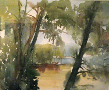 Painting titled "Cabanes au Cap Ferr…" by Thaline 1, Original Artwork, Oil