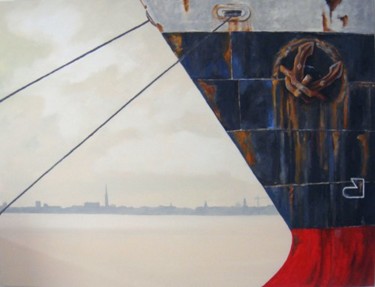 Peinture intitulée "Bordeaux Port de la…" par Peintre Portuaire, Œuvre d'art originale, Huile