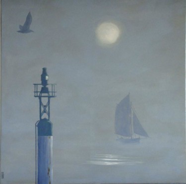 Painting titled "Brume île de Ré" by Peintre Portuaire, Original Artwork