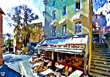 Malerei mit dem Titel "Cafe Clem, Grimaud…" von Lebrosse, Original-Kunstwerk